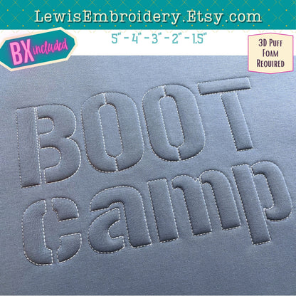 Embossed 3D Puff, Stencil, Machine Embroidery Font - With BX - (PDF Tutorial Included)