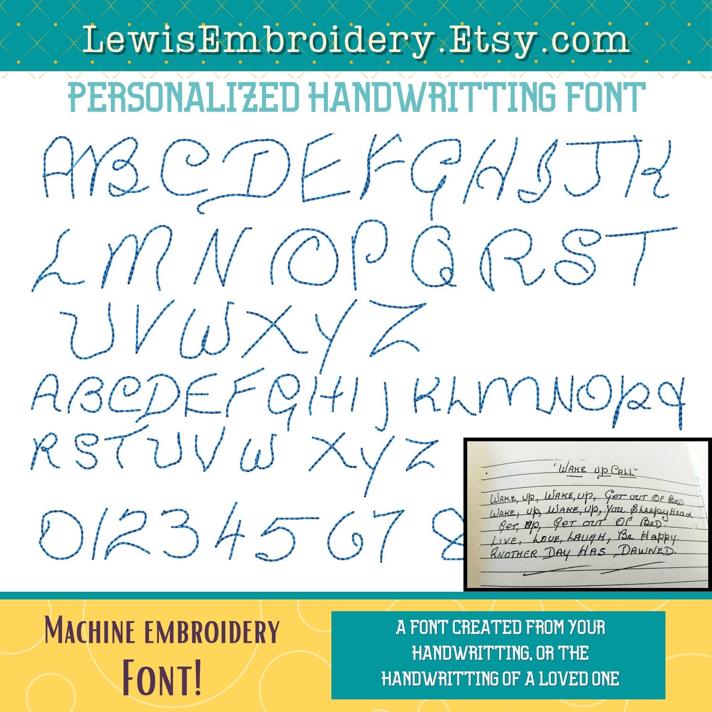 Custom Machine Embroidery Font - Made With Your Handwriting - BX Included (Digital Download)