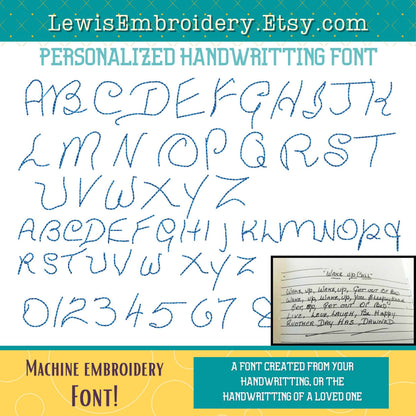Custom Machine Embroidery Font - Made With Your Handwriting - BX Included (Digital Download)