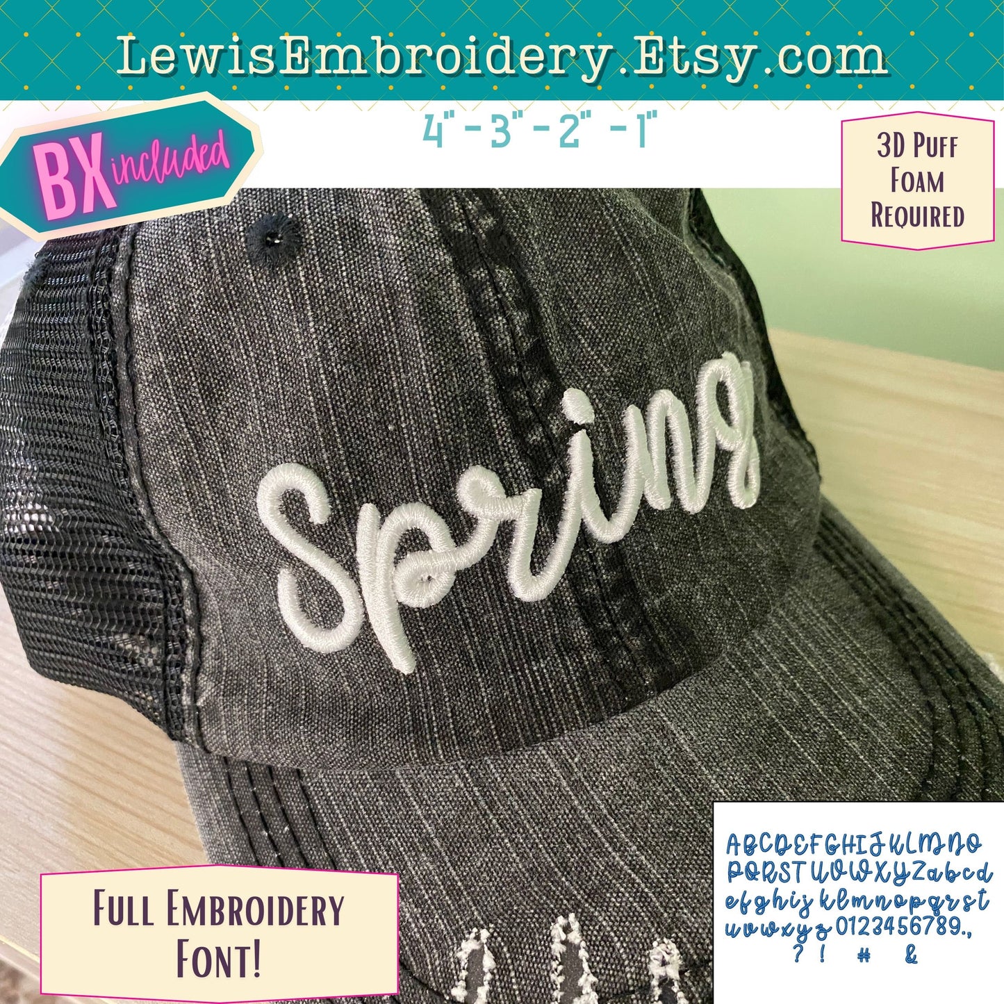 3D Puff Script, Machine Embroidery Font - With BX - (PDF Tutorial Included)