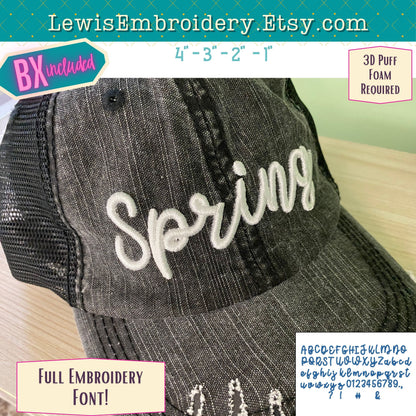 3D Puff Script, Machine Embroidery Font - With BX - (PDF Tutorial Included)