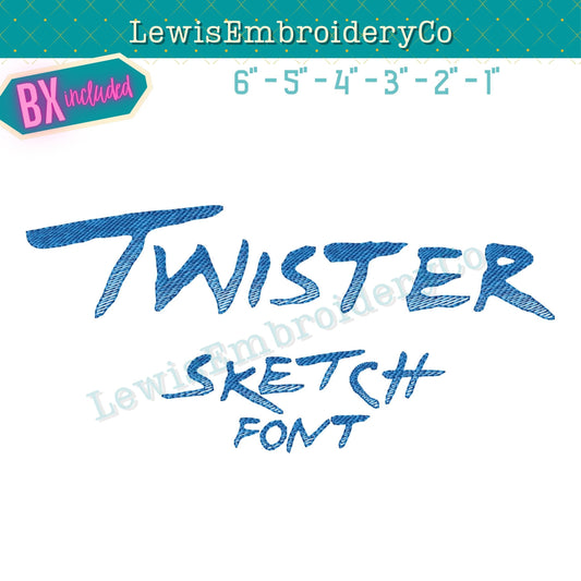 Quick Fill Sketch, Twister, Machine Embroidery Font - With BX - (Digital Download)