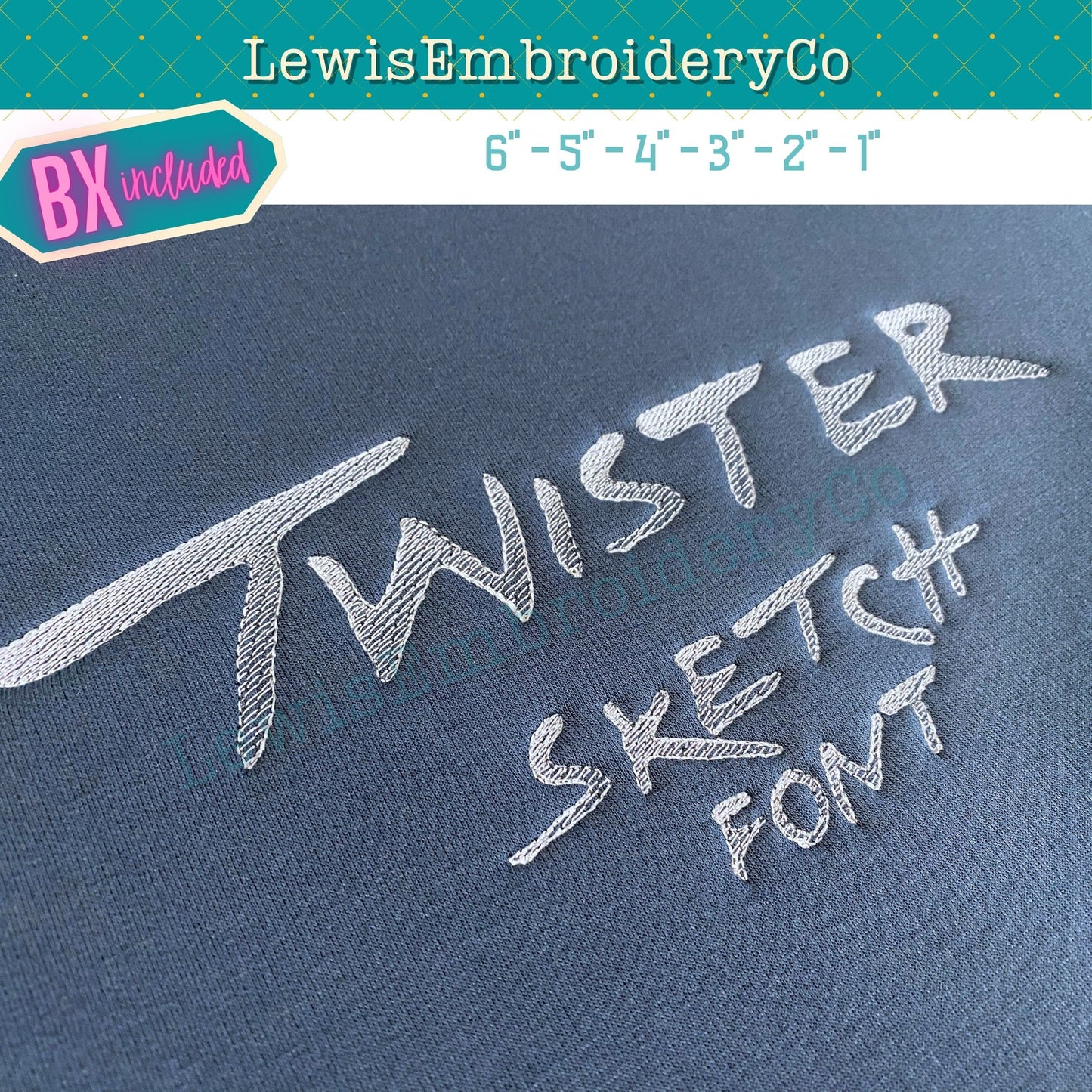 Quick Fill Sketch, Twister, Machine Embroidery Font - With BX - (Digital Download)