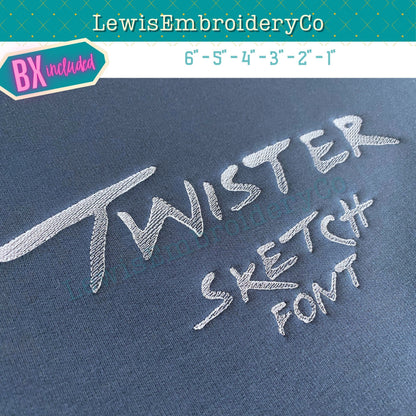 Quick Fill Sketch, Twister, Machine Embroidery Font - With BX - (Digital Download)