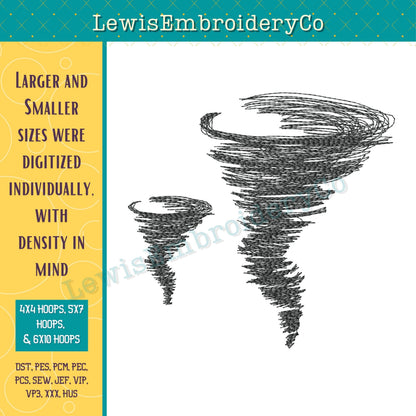 Sketch Tornado, Machine Embroidery Design - (Digital Download)