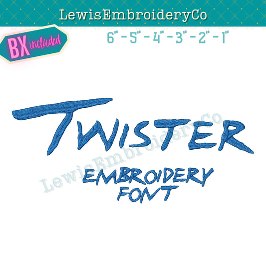 Twister Machine Embroidery Font - With BX - (Digital Download)