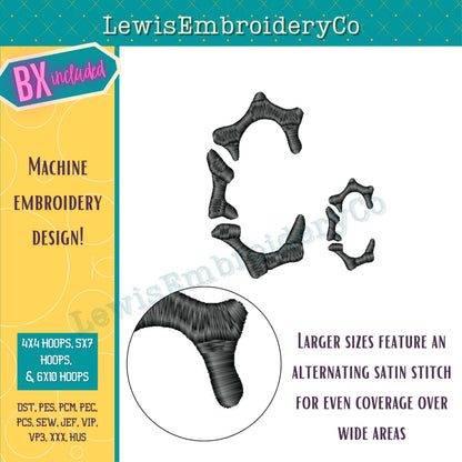 Bones, Machine Embroidery Font - With BX - (Digital Download)