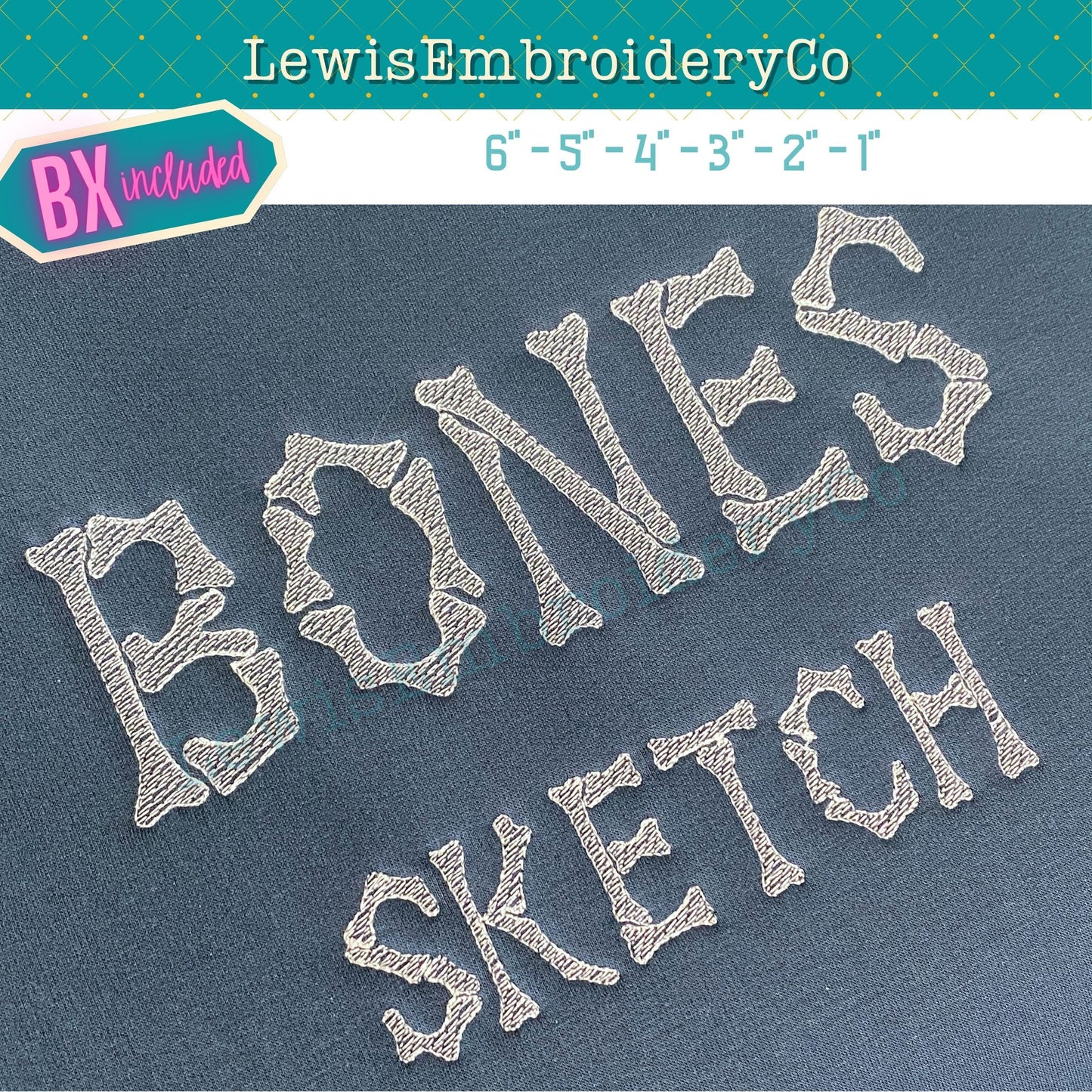 Bones, Machine Embroidery Font Collection - With BX - (PDF Tutorials Included)