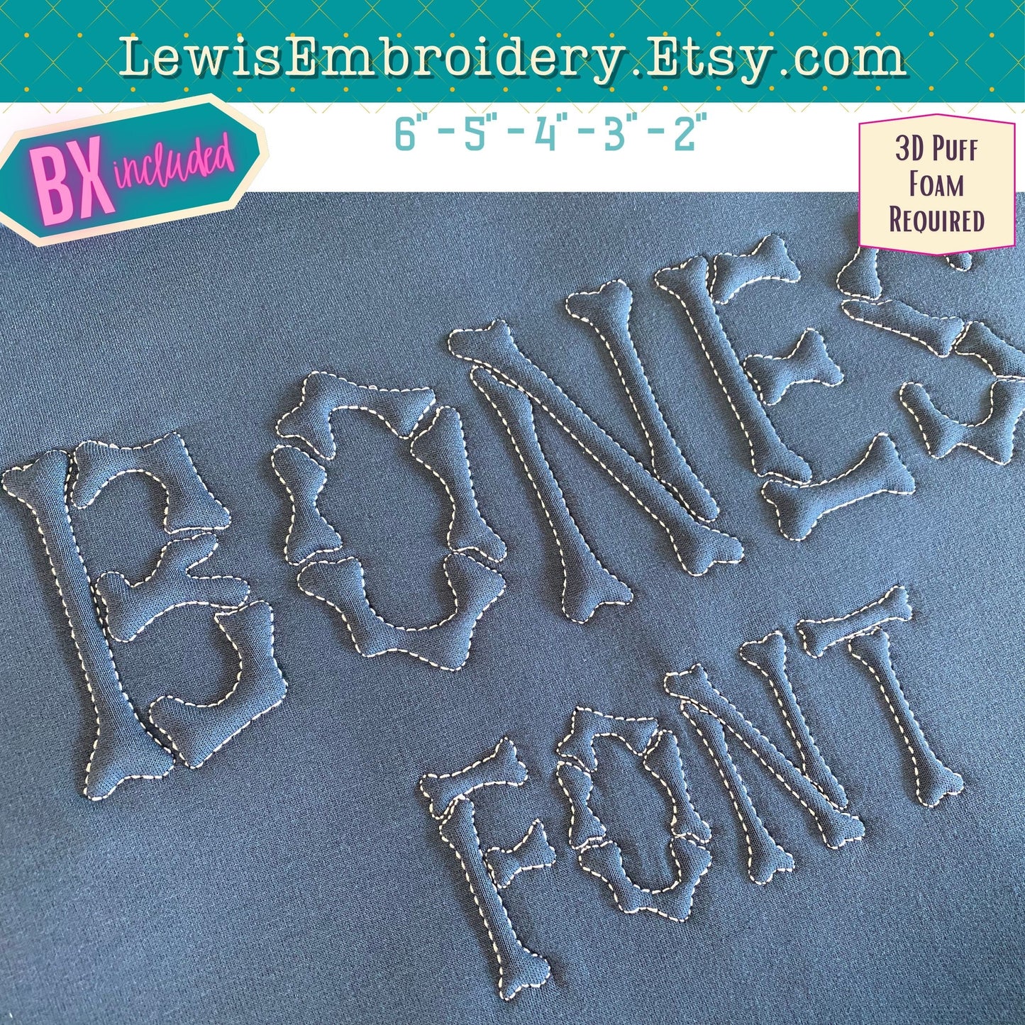 Bones, Machine Embroidery Font Collection - With BX - (PDF Tutorials Included)