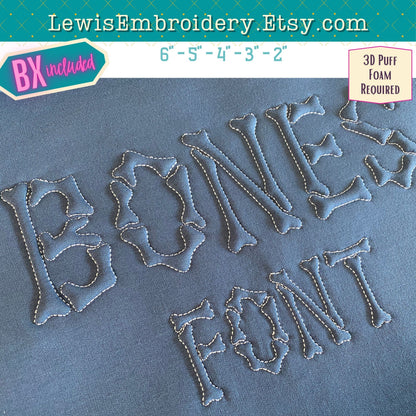 Bones, Machine Embroidery Font Collection - With BX - (PDF Tutorials Included)