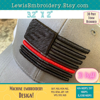 Small 3D Puff USA Flag, Machine Embroidery Design - (PDF Tutorial Included)