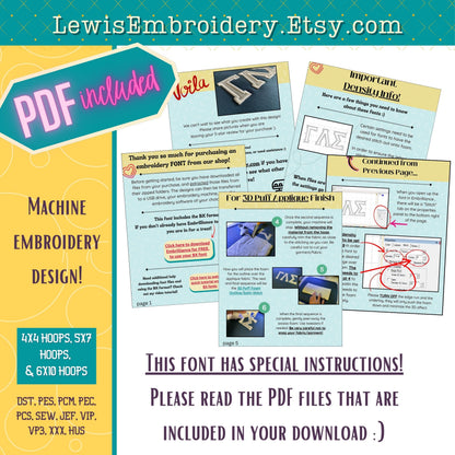 3D Puff Applique, Greek, Machine Embroidery Font - With BX - (PDF Tutorial Included)