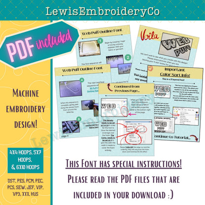3D Puff Web, Machine Embroidery Font - With BX - (PDF Tutorial Included)
