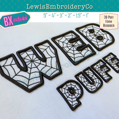 3D Puff Web, Machine Embroidery Font - With BX - (PDF Tutorial Included)
