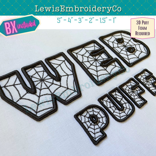 3D Puff Web, Machine Embroidery Font - With BX - (PDF Tutorial Included)