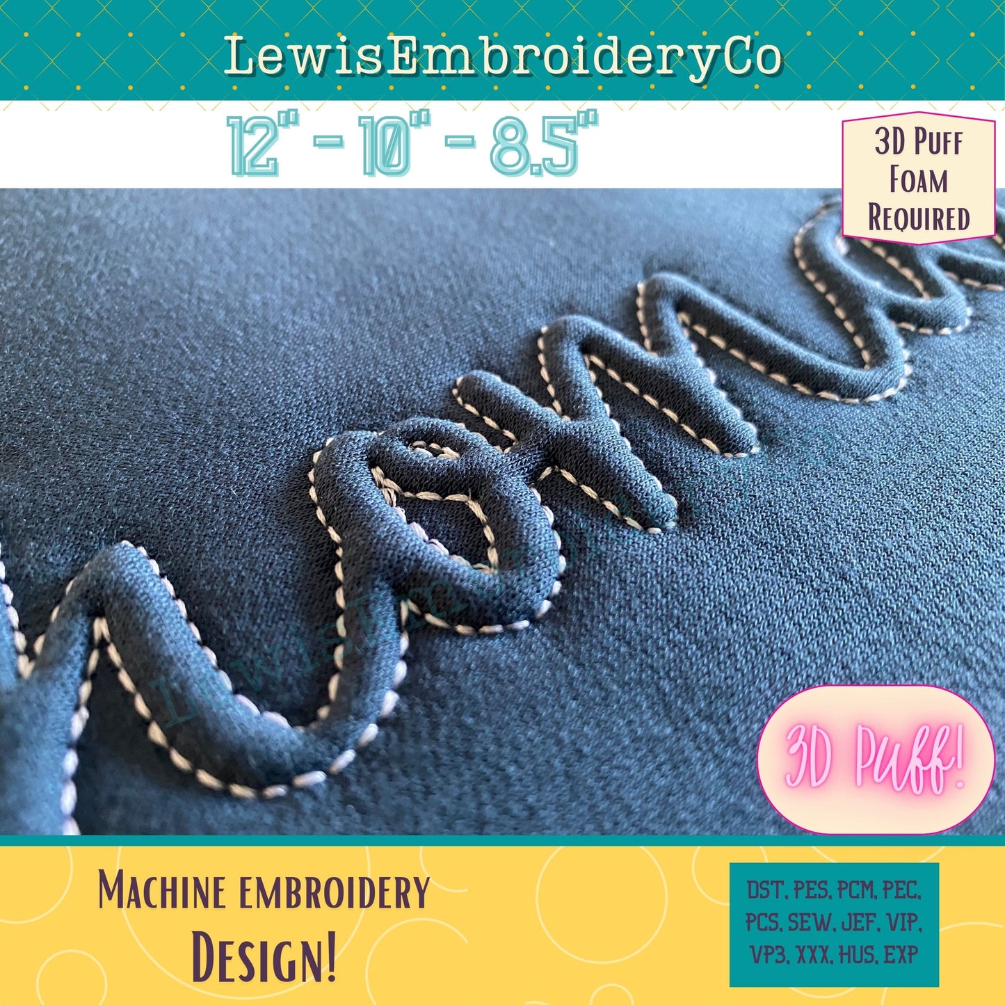 OKLAHOMA Embossed 3D Puff, Machine Embroidery Design - NOT Full Font (PDF Tutorial Included)