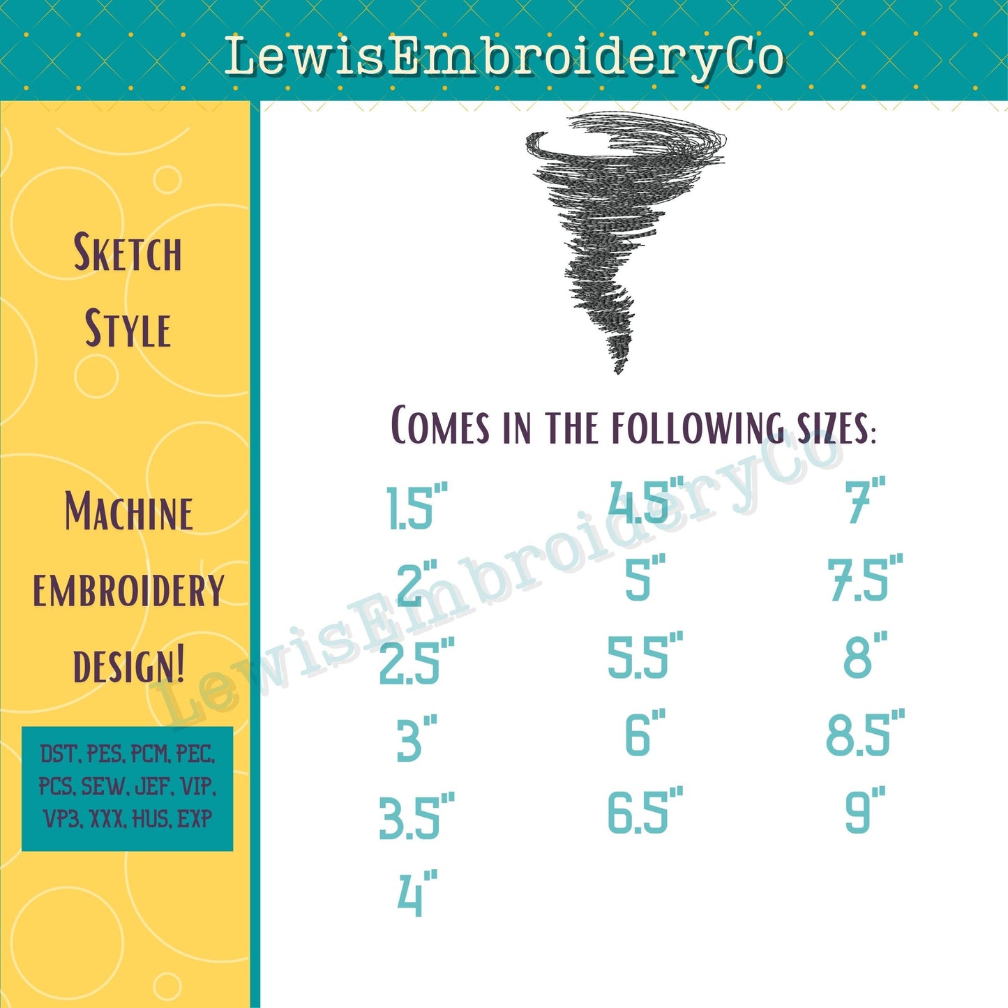 Sketch Tornado, Machine Embroidery Design - (Digital Download)