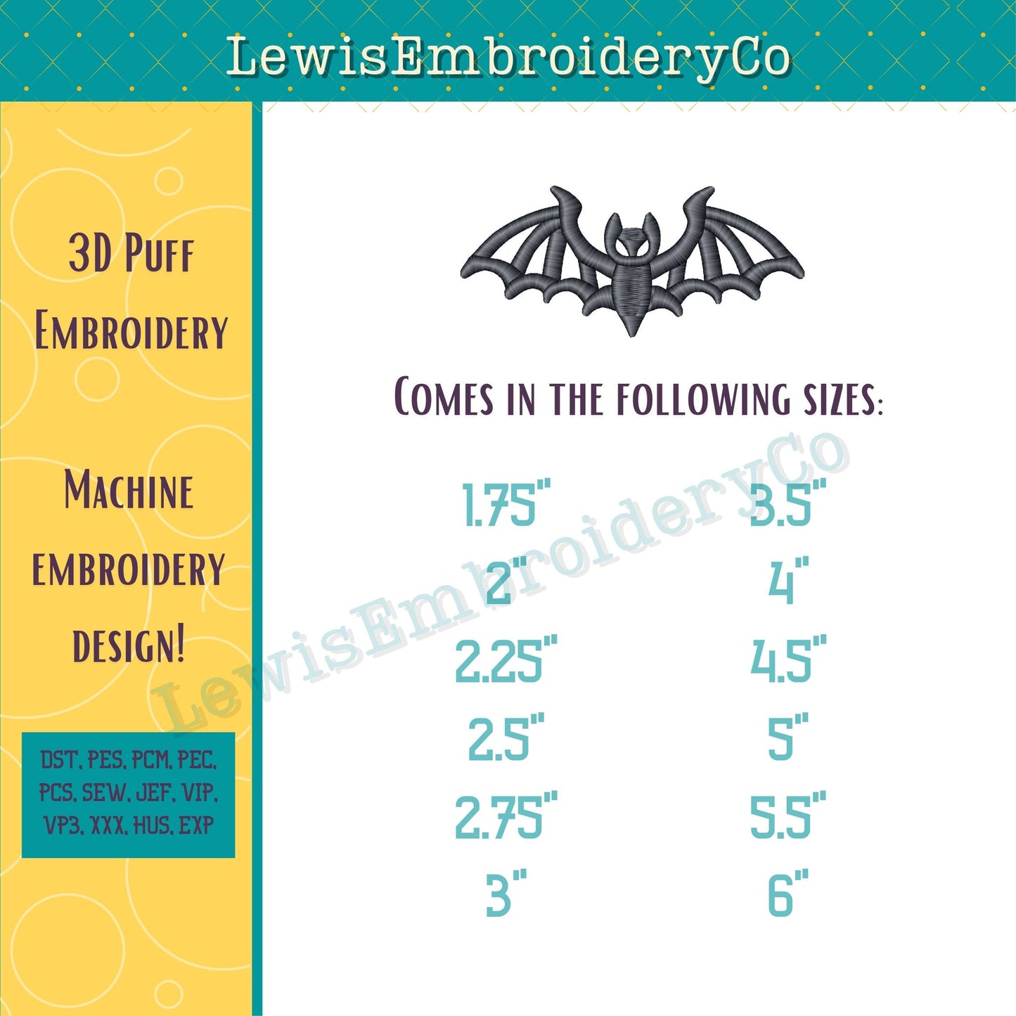 3D Puff Bat, Machine Embroidery Design - (PDF Tutorial Included)