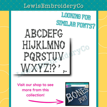 Quick Fill Sketch, Bones, Machine Embroidery Font - With BX - (Digital Download)