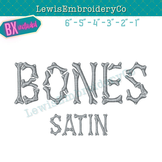 Bones, Machine Embroidery Font - With BX - (Digital Download)