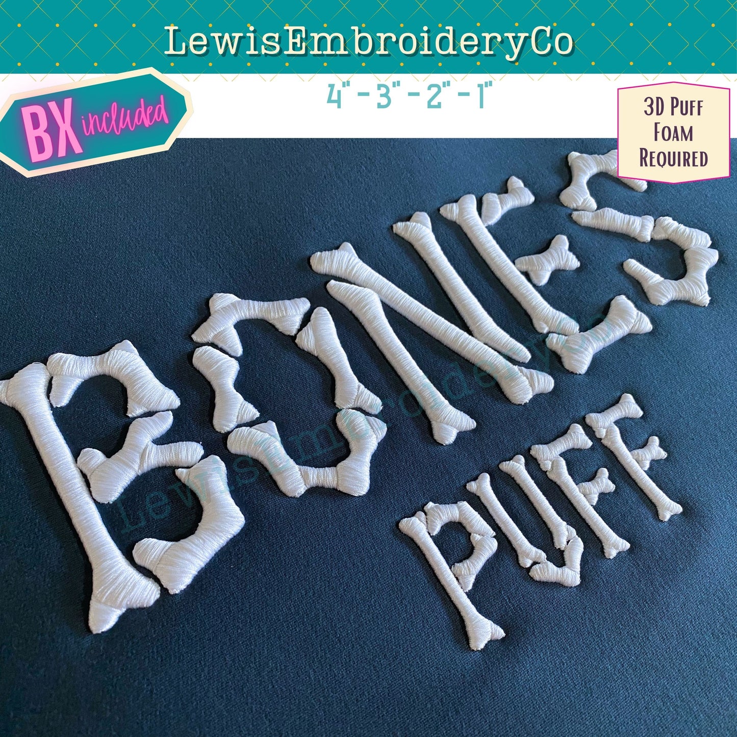 Bones, Machine Embroidery Font Collection - With BX - (PDF Tutorials Included)