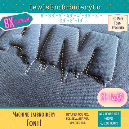 Embossed 3D Puff, Spooky, Machine Embroidery Font - With BX - (PDF Tutorial Included)