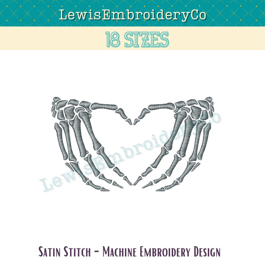 Skeleton Heart Hands, Machine Embroidery Design - (Digital Download)