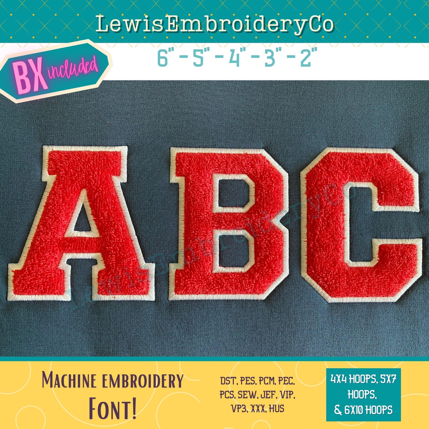 Faux Chenille Applique, Varsity Machine Embroidery Font - with BX - (PDF Tutorial Included)