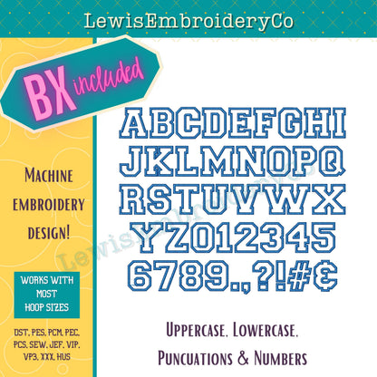 Faux Chenille Applique, Varsity Machine Embroidery Font - with BX - (PDF Tutorial Included)