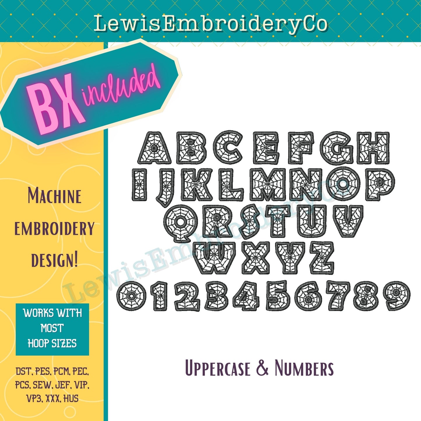 3D Puff Web, Machine Embroidery Font - With BX - (PDF Tutorial Included)