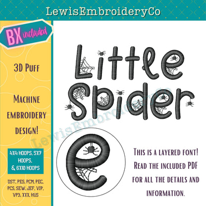 3D Puff Spider Web, Machine Embroidery Font - With BX - (PDF Tutorial Included)