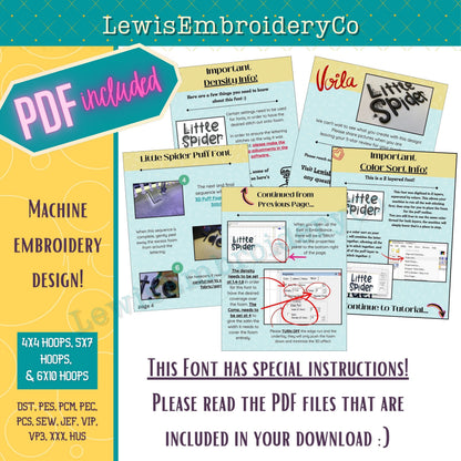 3D Puff Spider Web, Machine Embroidery Font - With BX - (PDF Tutorial Included)