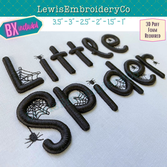 3D Puff Spider Web, Machine Embroidery Font - With BX - (PDF Tutorial Included)