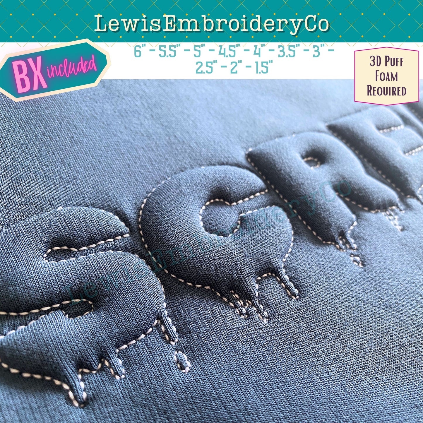 Embossed 3D Puff, Spooky, Machine Embroidery Font - With BX - (PDF Tutorial Included)
