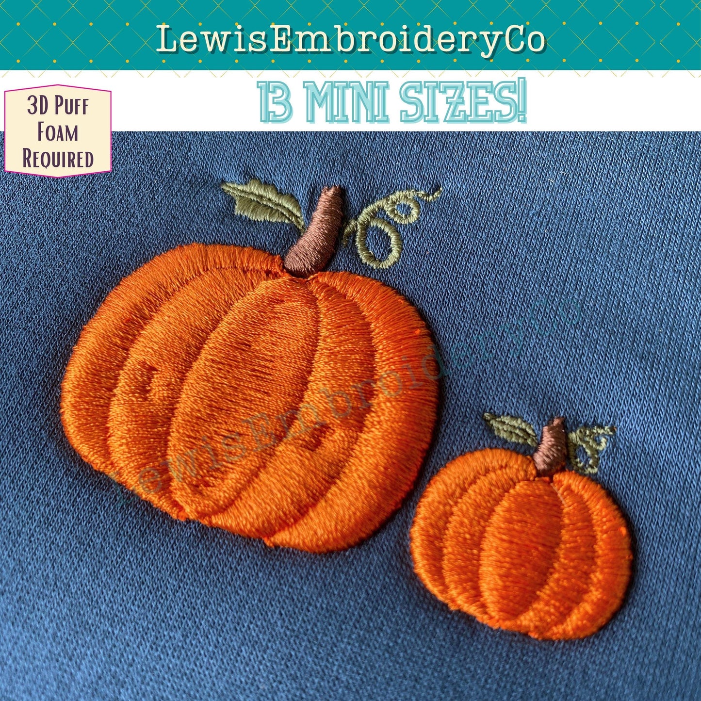 Mini 3D Puff Pumpkin, Machine Embroidery Design - (PDF Tutorial Included)
