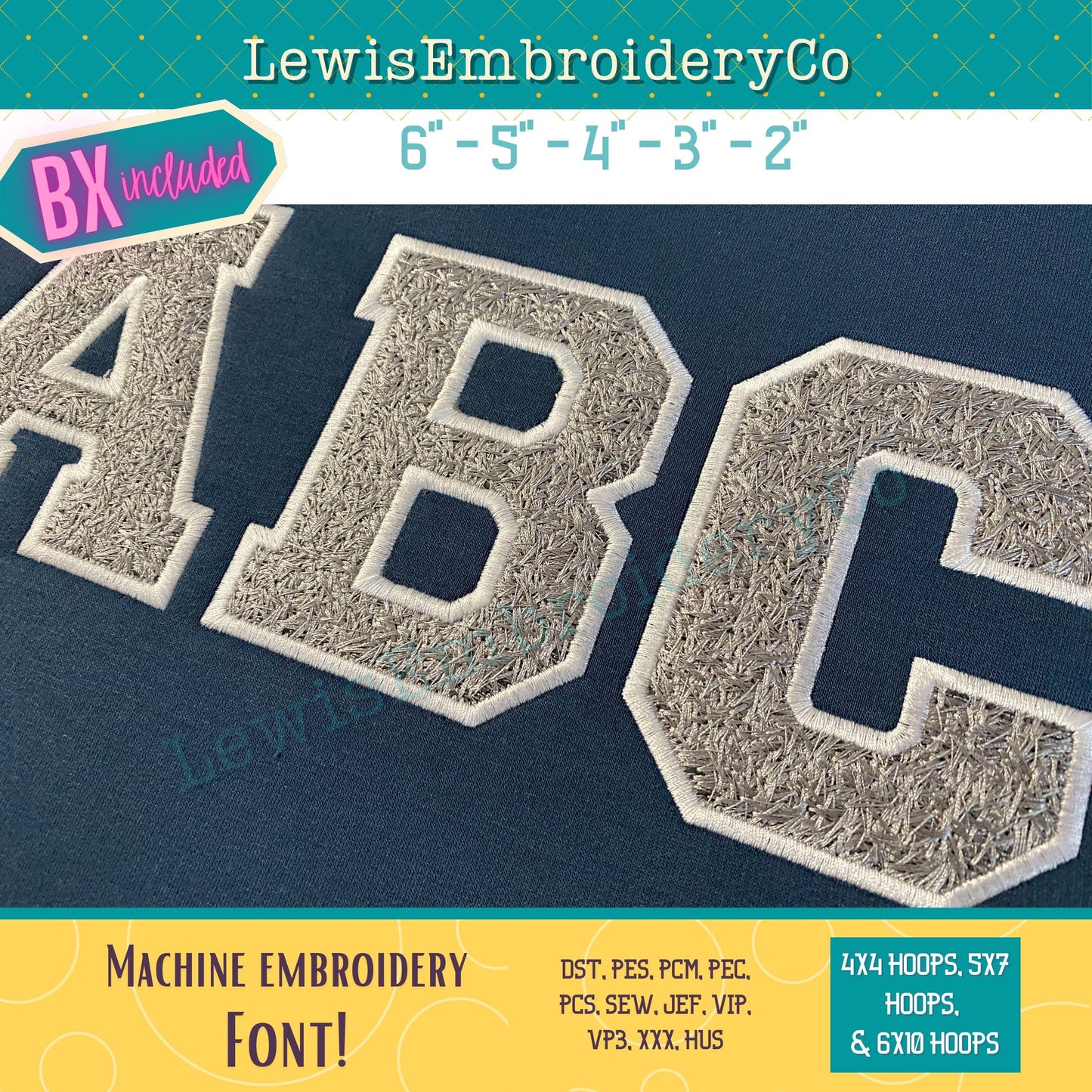 Faux Chenille Fill, Varsity, Machine Embroidery Font - With BX - (PDF Tutorial Included)