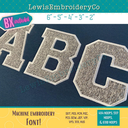 Faux Chenille Fill, Varsity, Machine Embroidery Font - With BX - (PDF Tutorial Included)