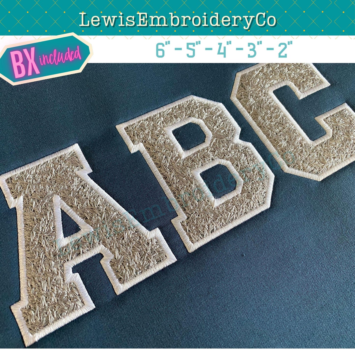 Faux Chenille Fill, Varsity, Machine Embroidery Font - With BX - (PDF Tutorial Included)