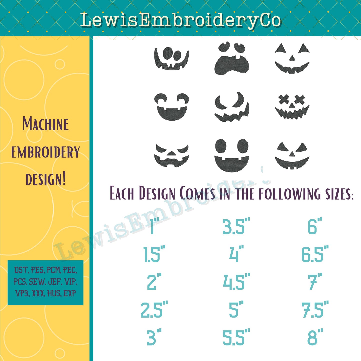 Pumpkin Faces, Machine Embroidery Designs - (Digital Download)