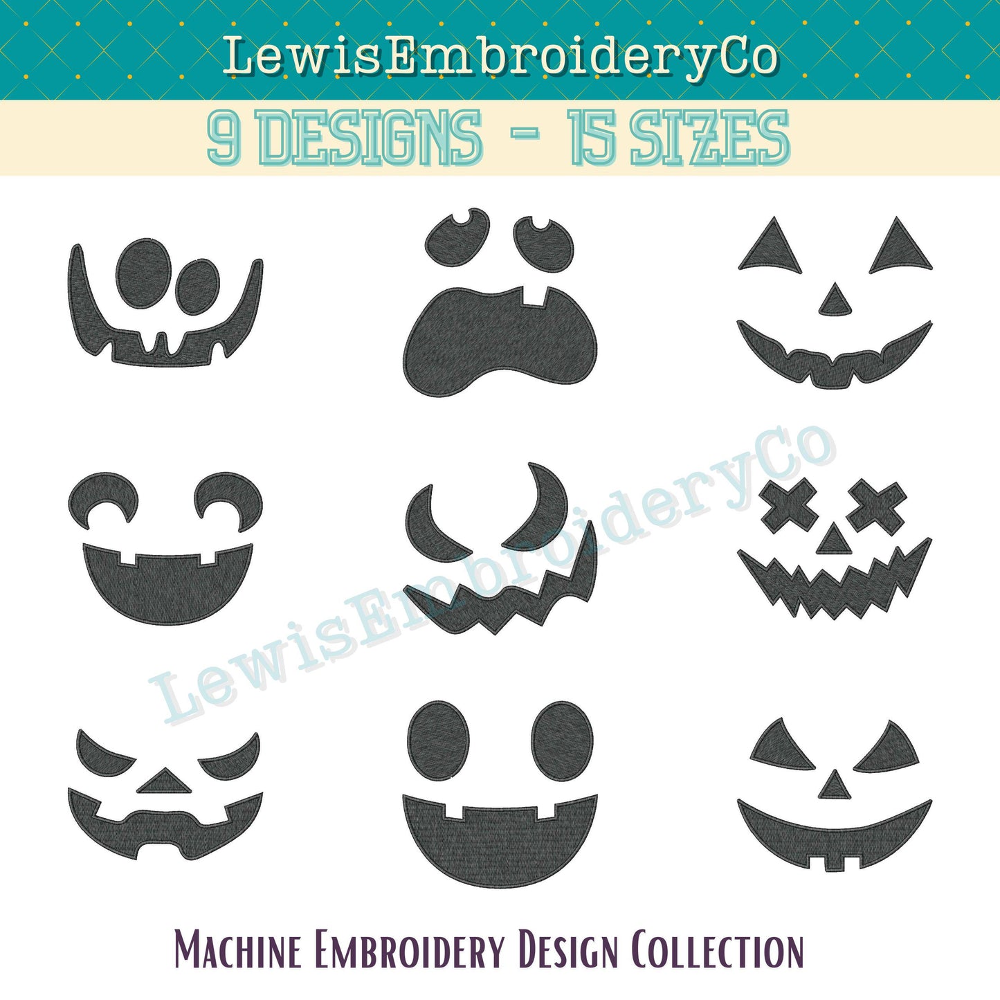 Pumpkin Faces, Machine Embroidery Designs - (Digital Download)