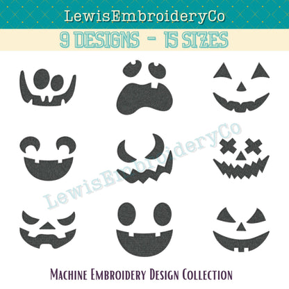 Pumpkin Faces, Machine Embroidery Designs - (Digital Download)