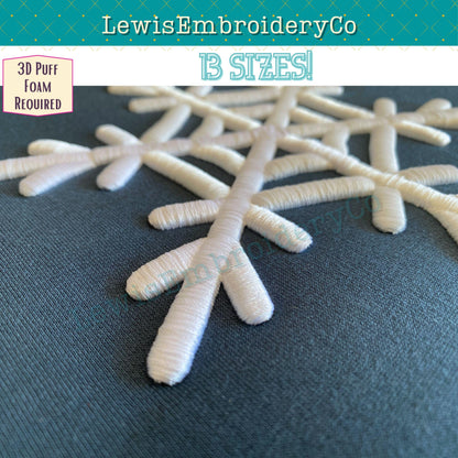 3D Puff Snowflake, Machine Embroidery Design - (PDF Tutorial Included)