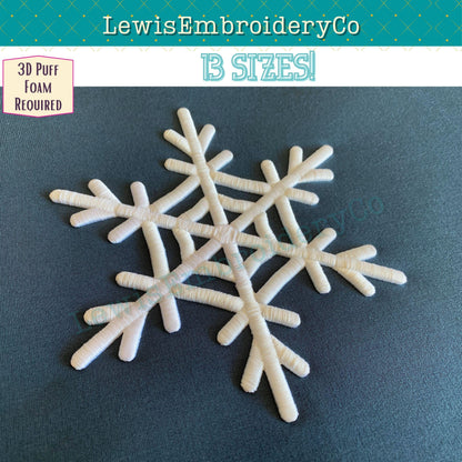 3D Puff Snowflake, Machine Embroidery Design - (PDF Tutorial Included)