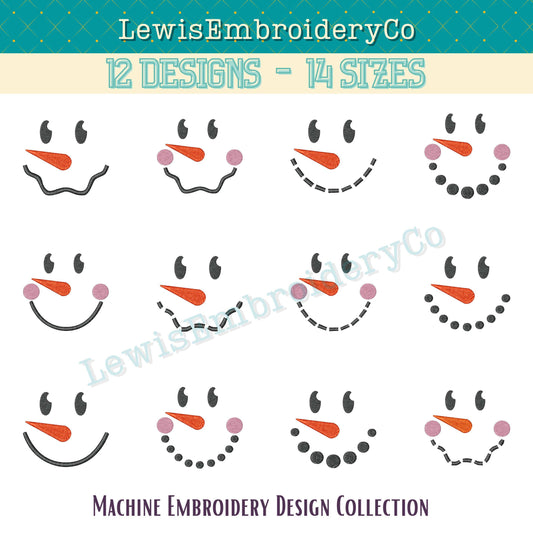 Snowman Face Embroidery Design Collection - Frosty Embroidery - Machine Embroidery - Cute Christmas Design - Christmas Decor