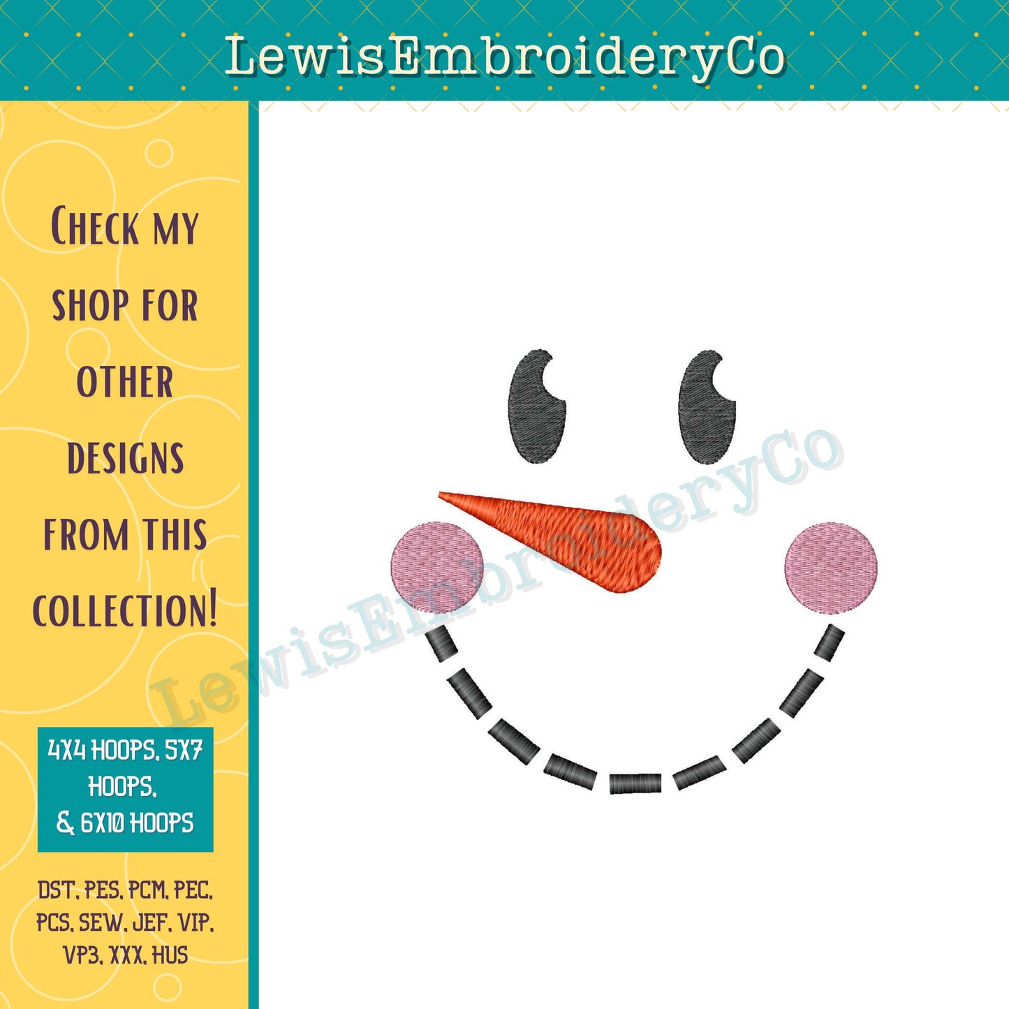Snowman Face Embroidery Design Collection - Frosty Embroidery - Machine Embroidery - Cute Christmas Design - Christmas Decor