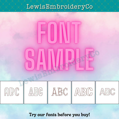 FONT SAMPLE - Embossed 3D Puff Embroidery Font Demo Pack- Try Our Fonts