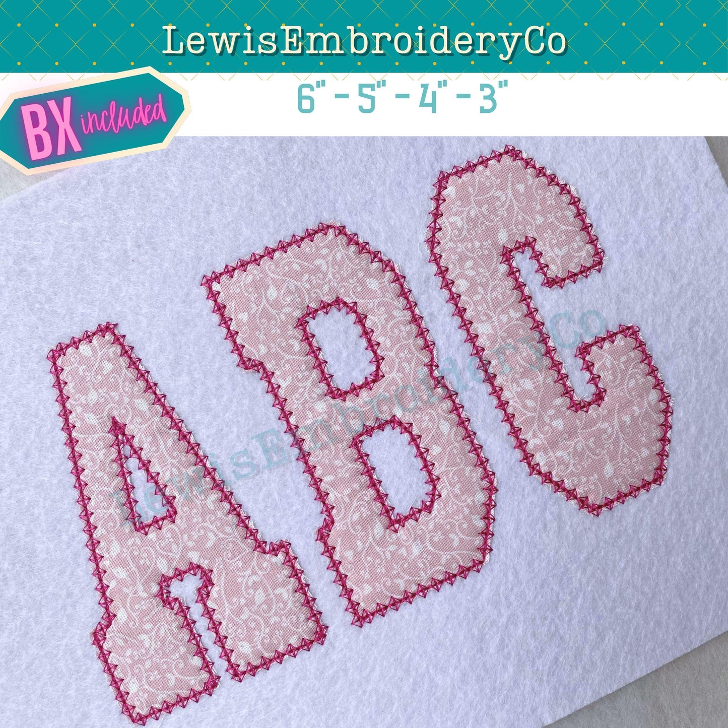 Diamond Edge Applique, Varsity, Machine Embroidery Font - With BX - (PDF Tutorial Included)