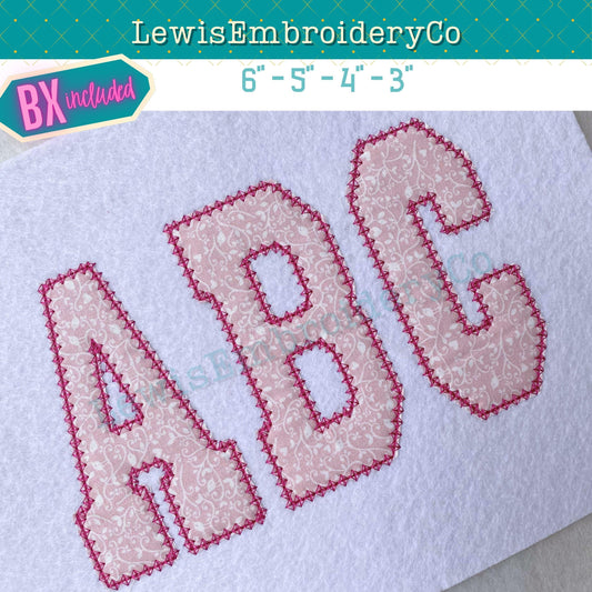 Diamond Edge Applique, Varsity, Machine Embroidery Font - With BX - (PDF Tutorial Included)
