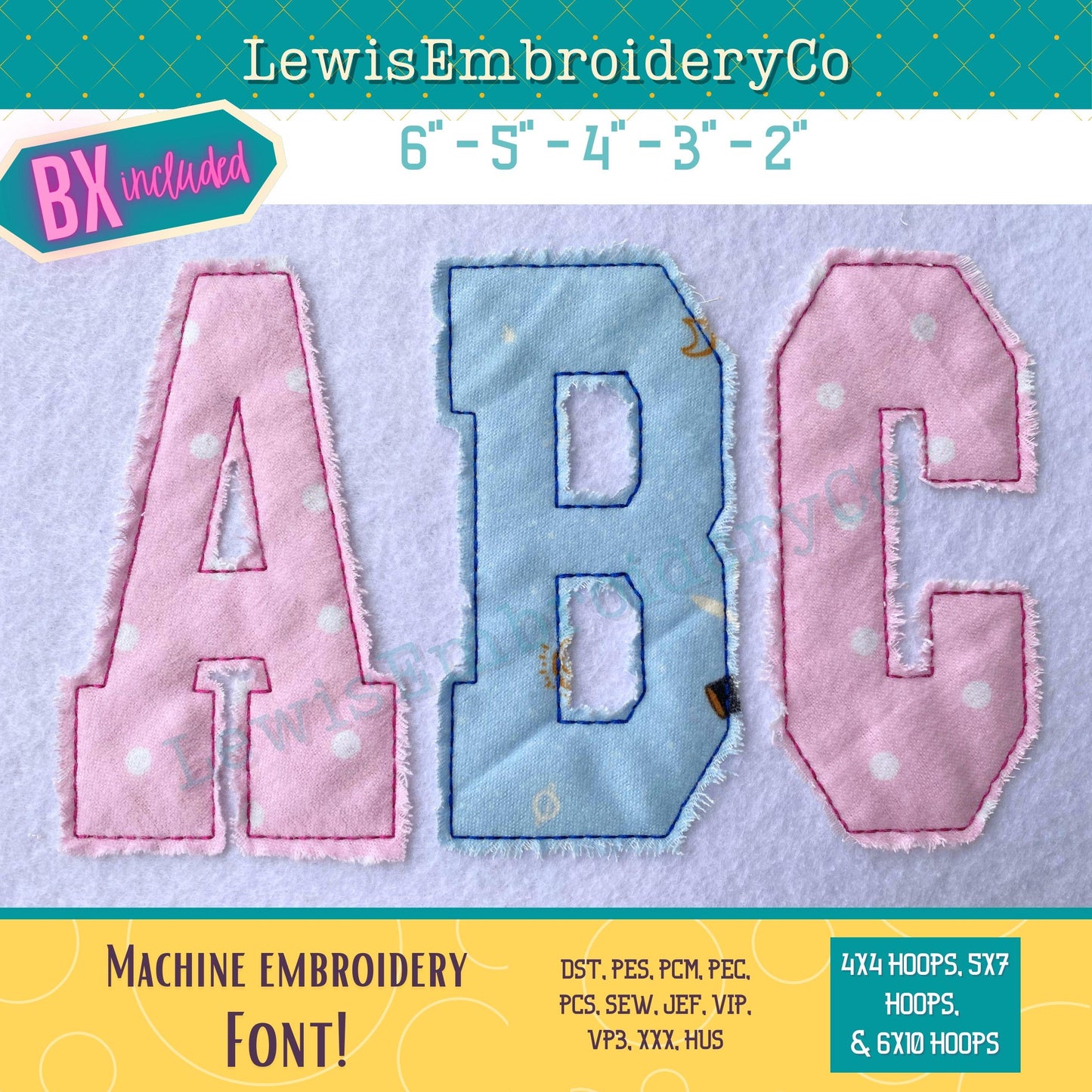 Raggy Edge Applique, Varsity, Machine Embroidery Font - With BX - (PDF Tutorial Included)
