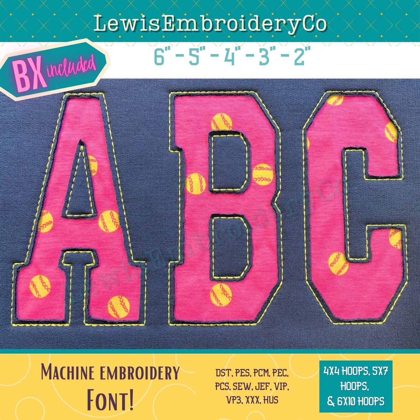 Reverse Applique, Varsity, Machine Embroidery Font - With BX - (PDF Tutorial Included)